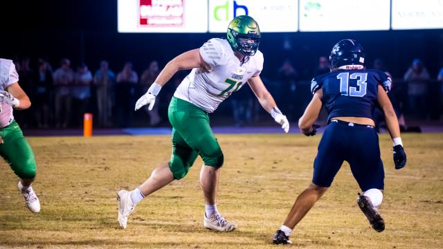 Jack Sheehan (#71) of Cardinal Gibbons.