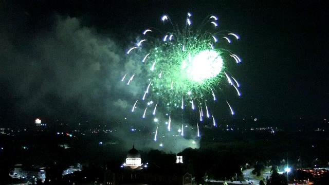 Fireworks light up the sky at Durham Bulls Athletic Park for 4th of July