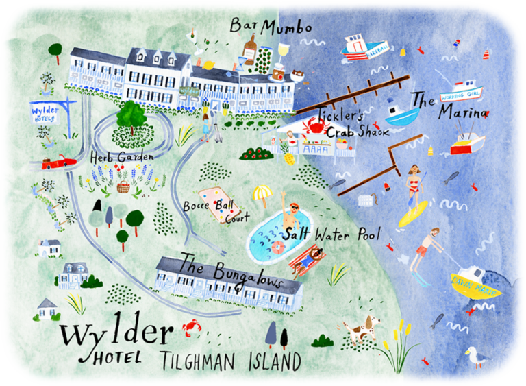 Map of the Wylder Hotel Tilghman Island property