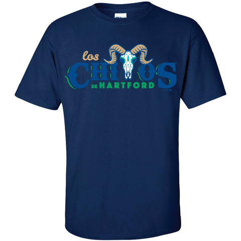 Hartford Yard Goats Bimm Ridder Los Chivos Primary Logo Tee in Navy