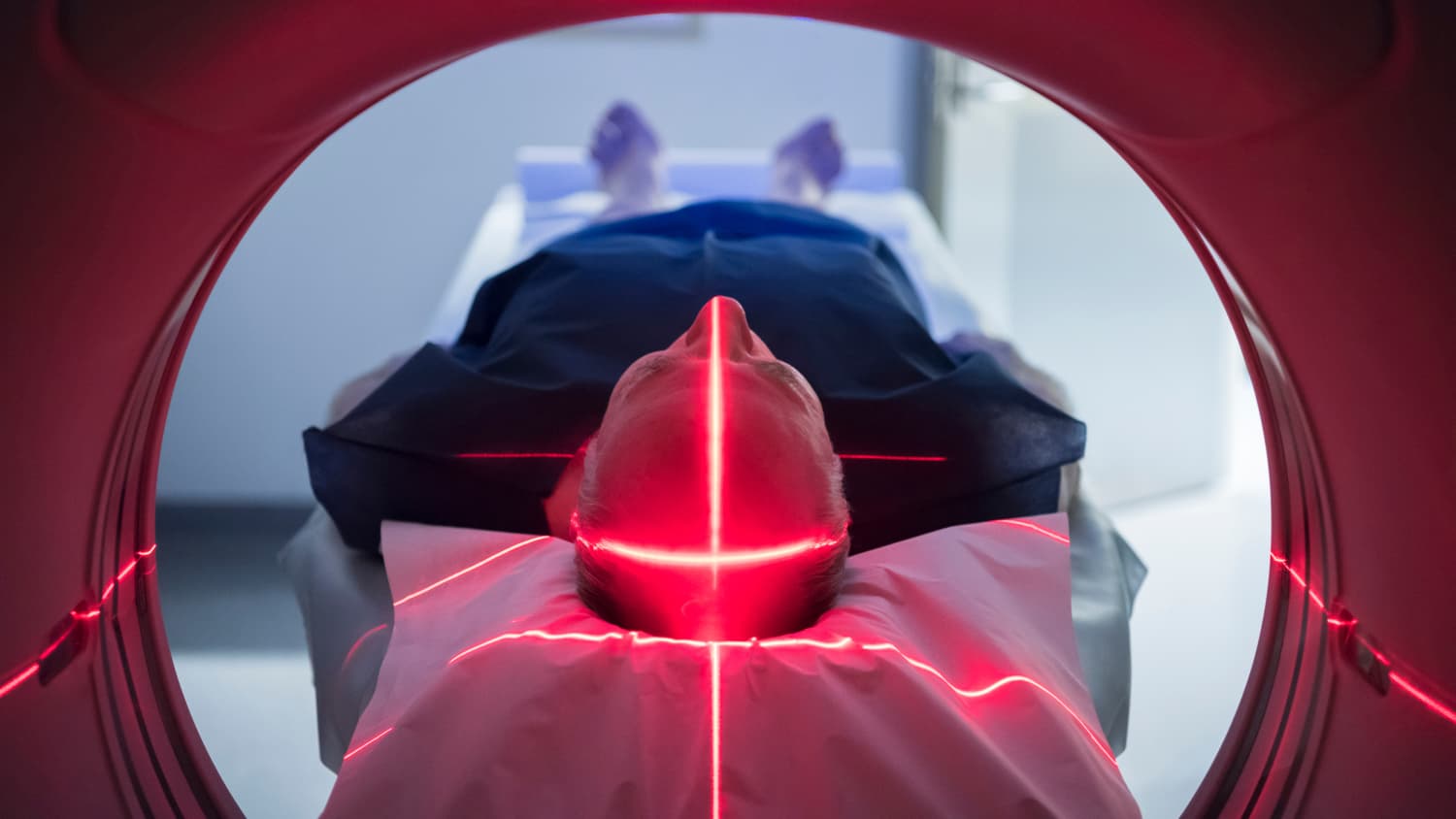 A patient in an MRI machine.